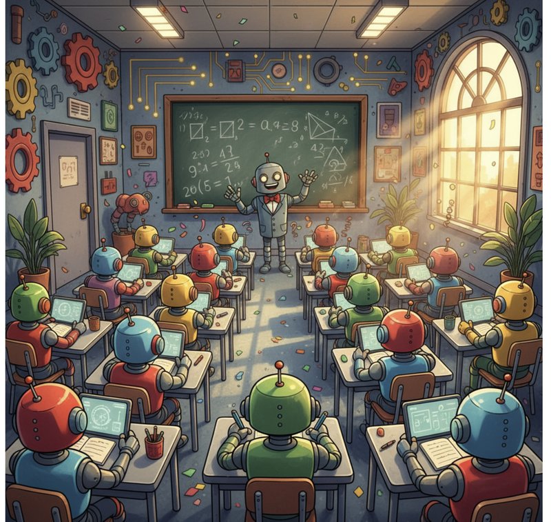 Generic practice image of robots in a classroom